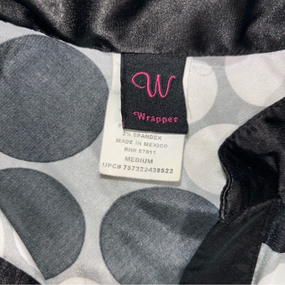 Wrapper Y2K Women’s Satin V-neck Polka Dot Tie Waist Short Sleeve Blouse Sz M - Picture 3 of 4